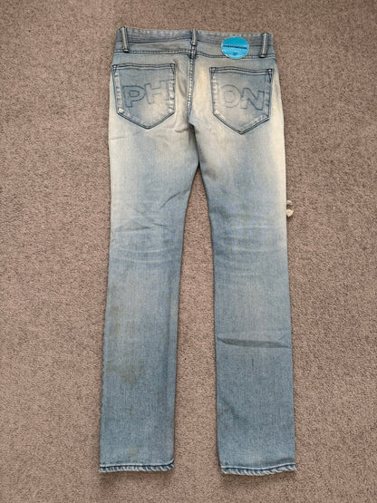 Phenomenon Distressed Crash Logo Pocket Denim Jeans