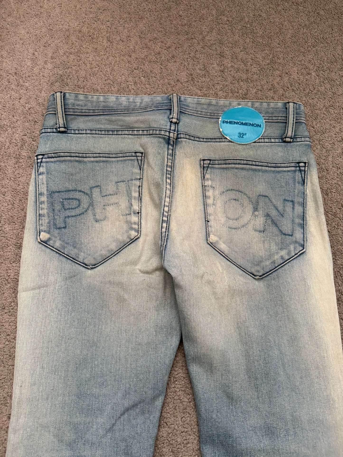 Phenomenon Distressed Crash Logo Pocket Denim Jeans