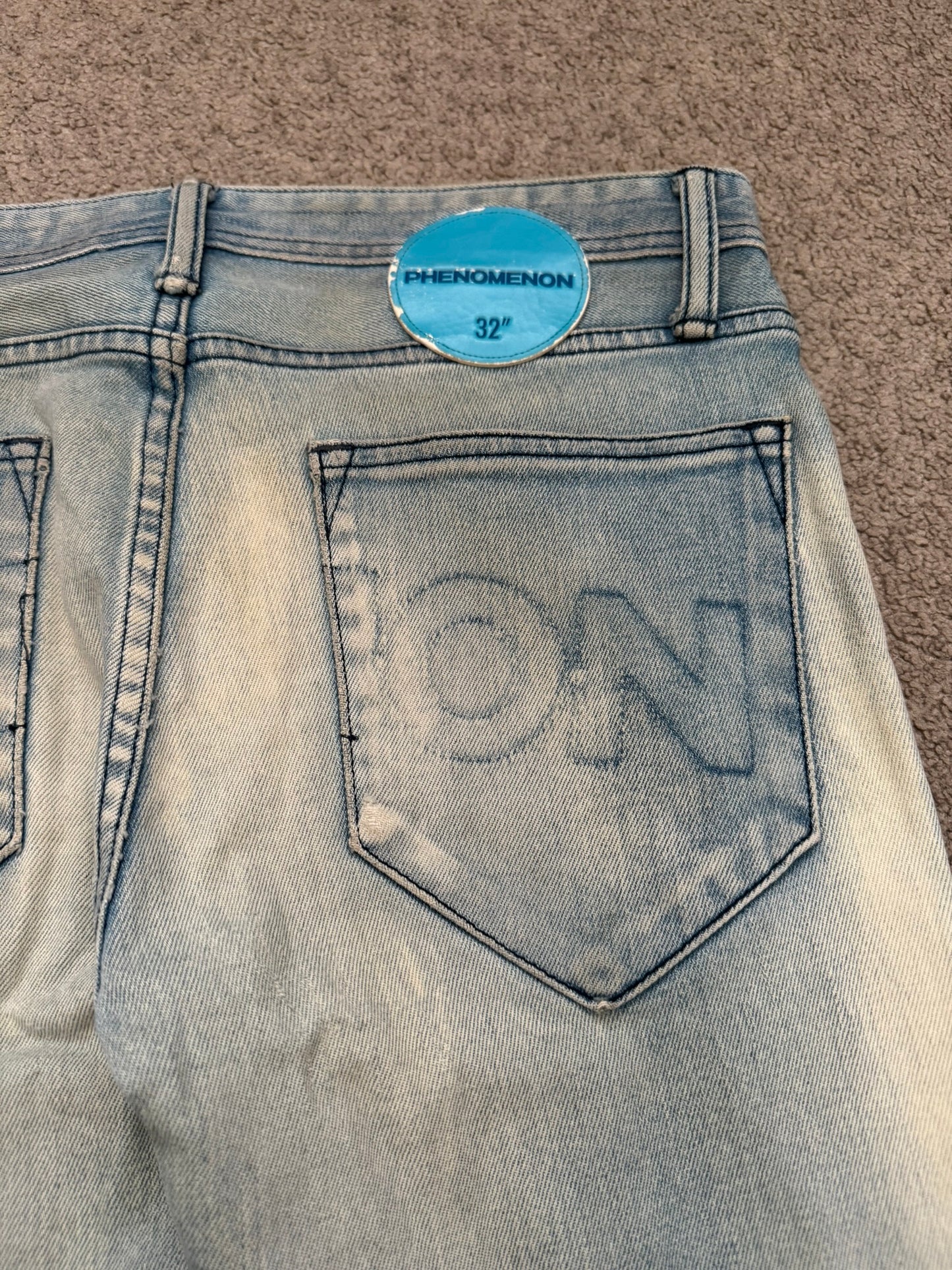 Phenomenon Distressed Crash Logo Pocket Denim Jeans