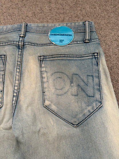 Phenomenon Distressed Crash Logo Pocket Denim Jeans