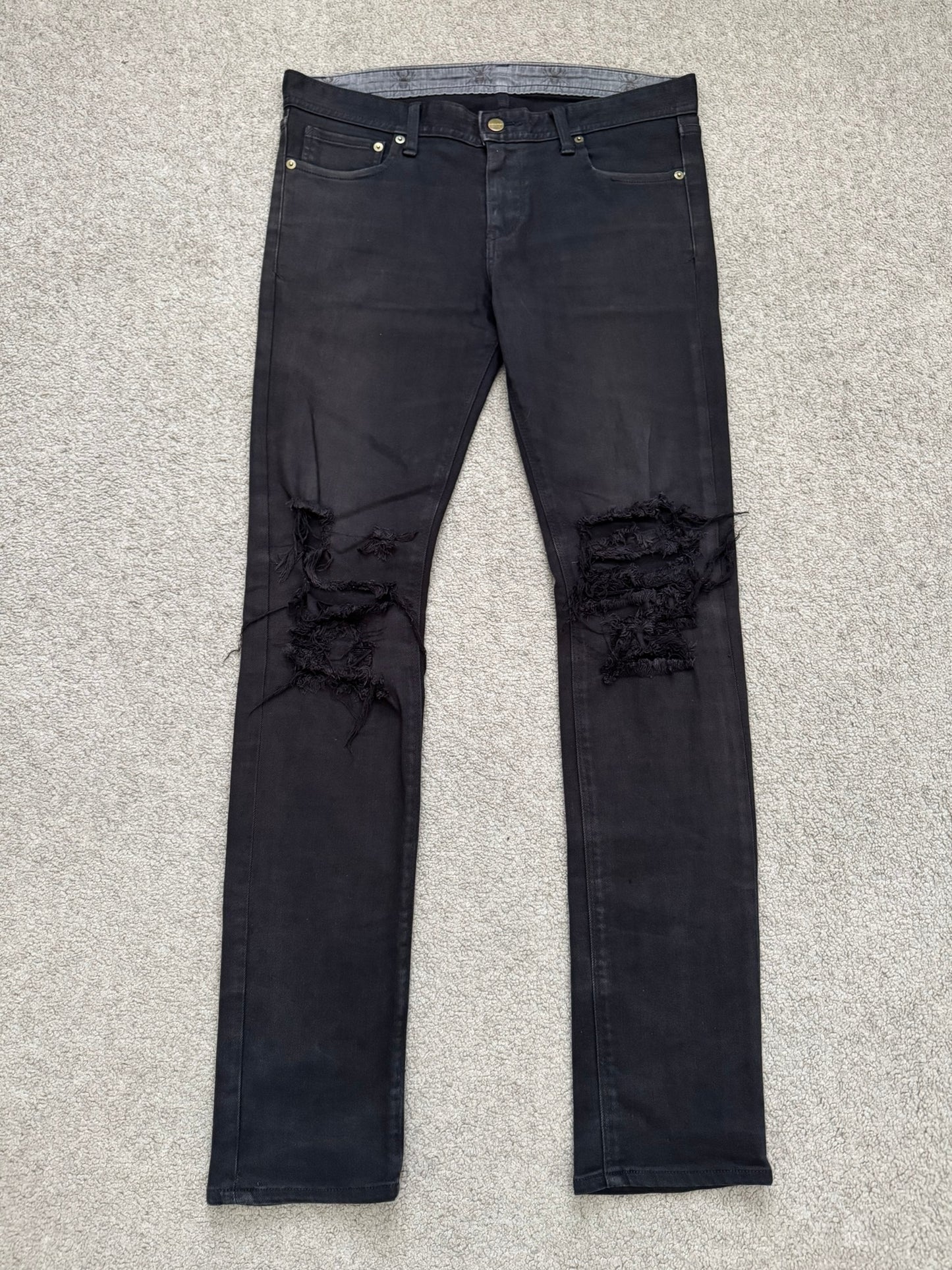 Phenomenon Distressed Crash Logo Pocket Denim Jeans