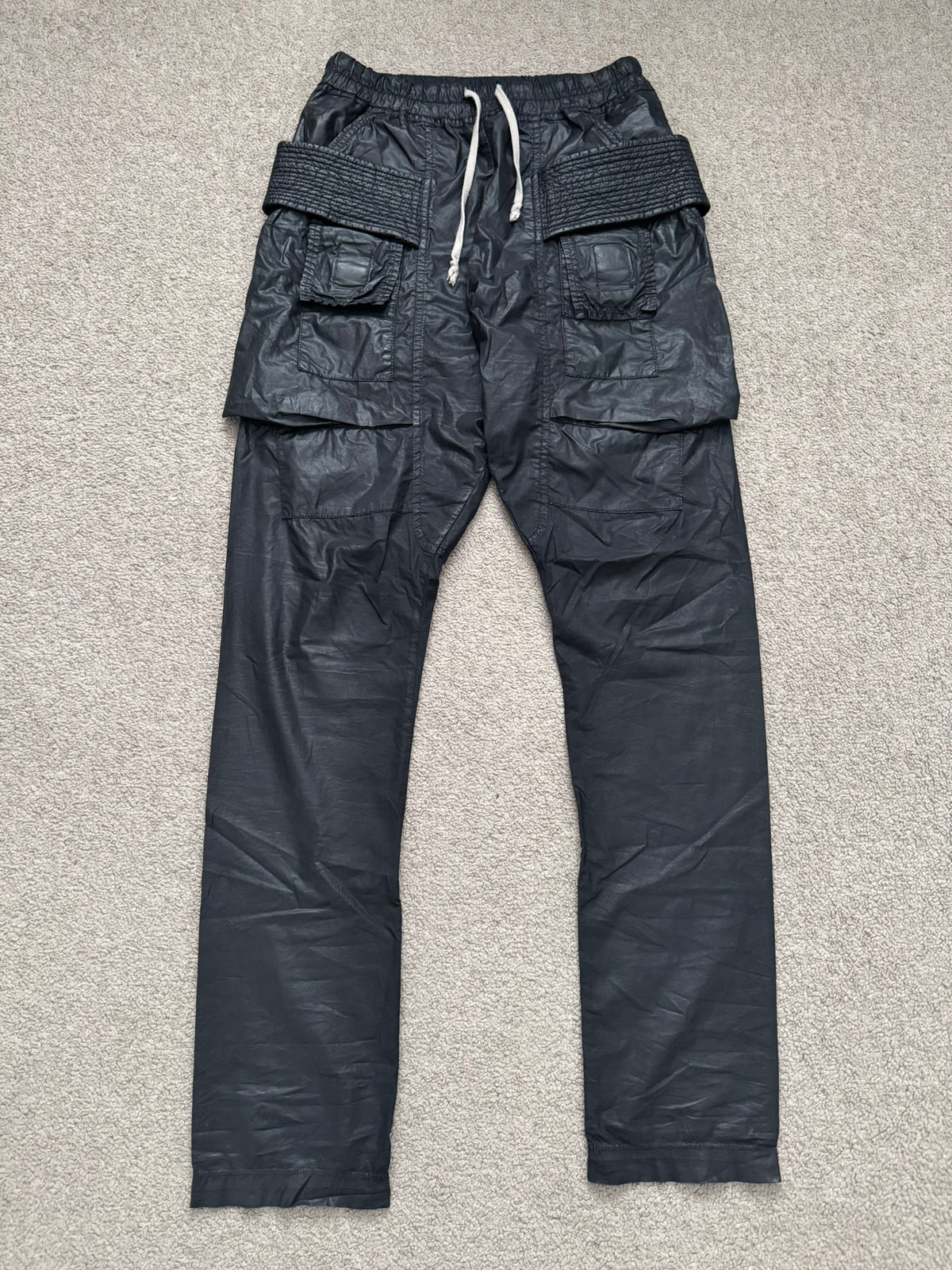 SS13 Rick Owens DRKSHDW Black Waxed Creatch Cargo Pants