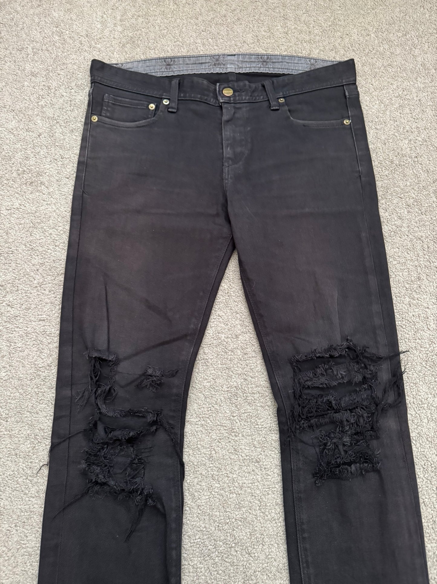 Phenomenon Distressed Crash Logo Pocket Denim Jeans
