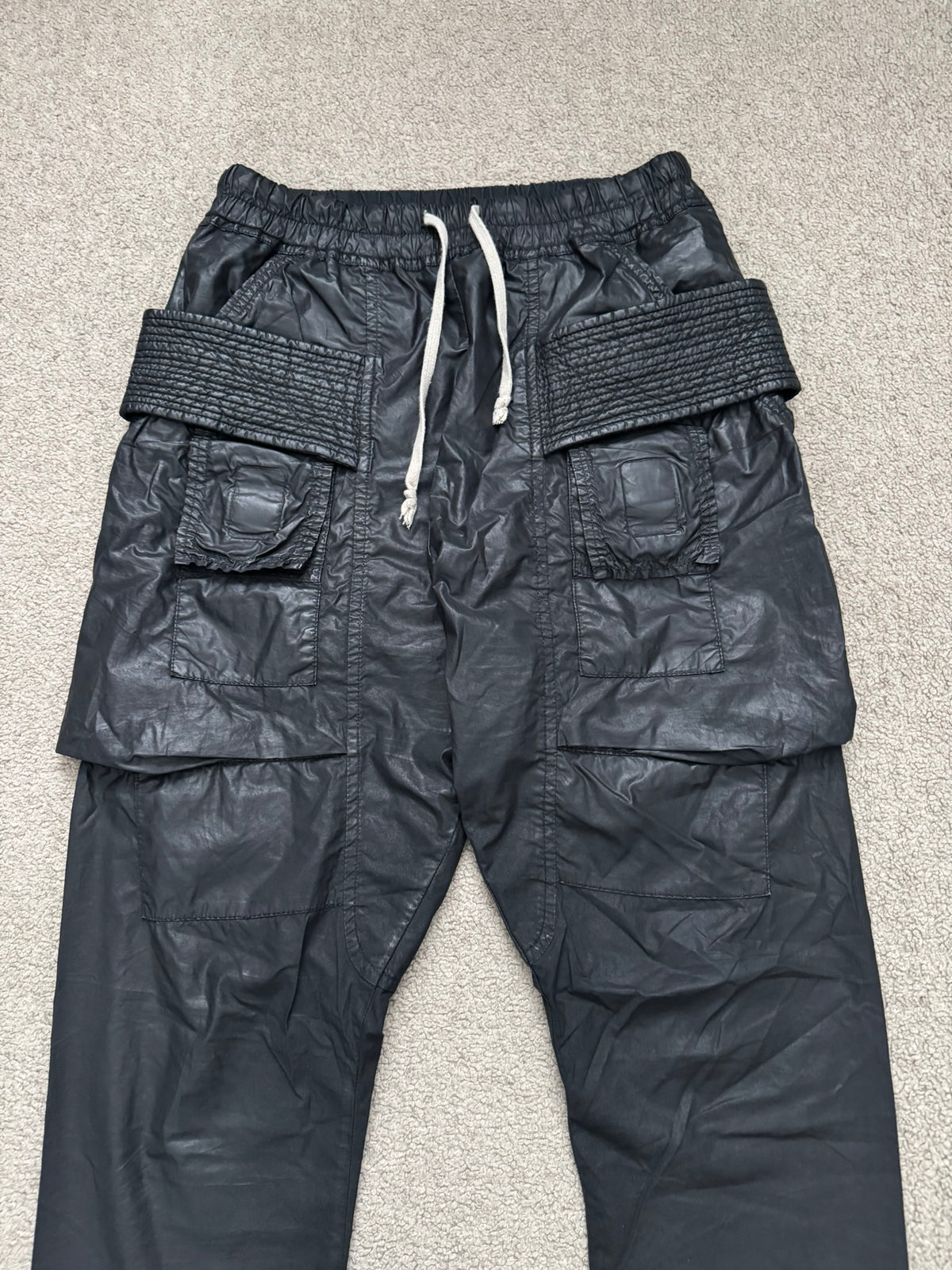 SS13 Rick Owens DRKSHDW Black Waxed Creatch Cargo Pants