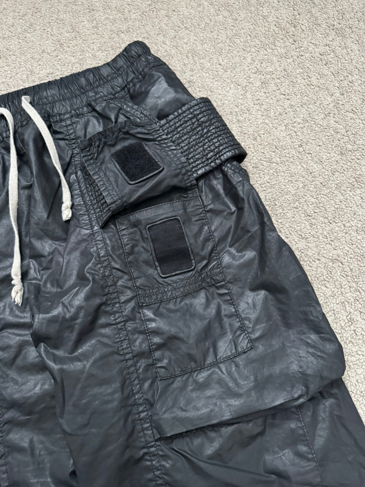 SS13 Rick Owens DRKSHDW Black Waxed Creatch Cargo Pants