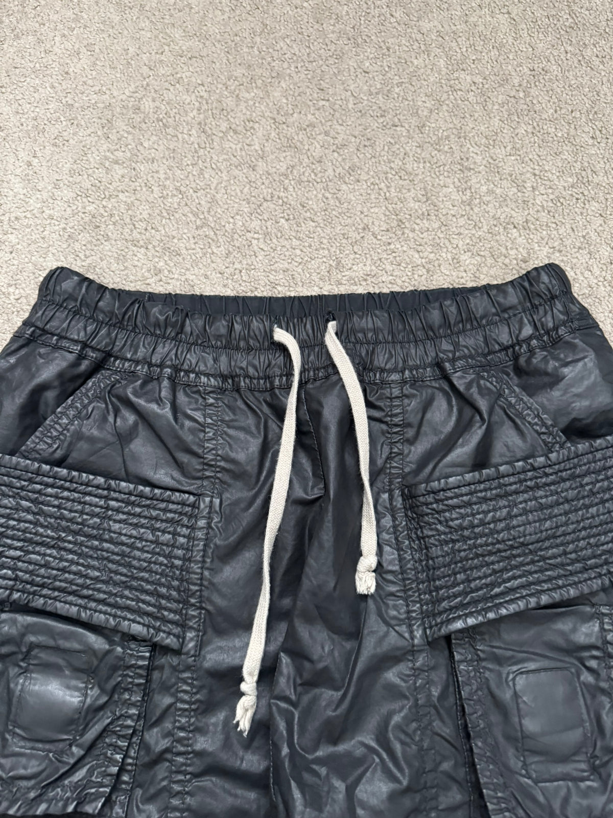 SS13 Rick Owens DRKSHDW Black Waxed Creatch Cargo Pants