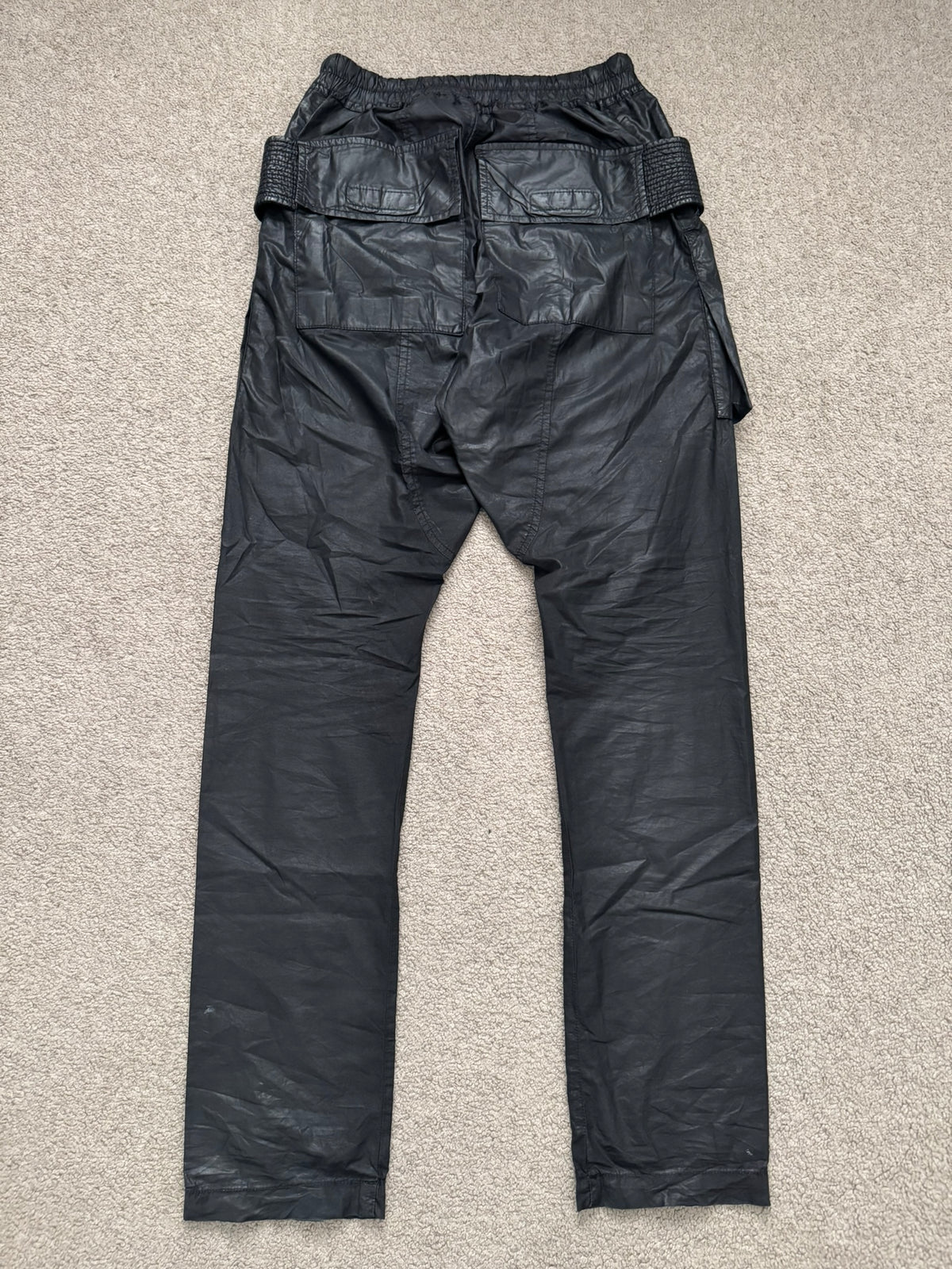 SS13 Rick Owens DRKSHDW Black Waxed Creatch Cargo Pants