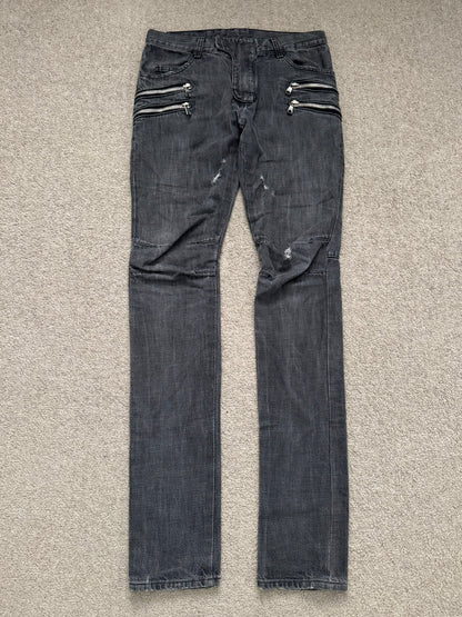 FW11 Balmain by Christophe Decarnin 4 Zip Biker Denim Jeans