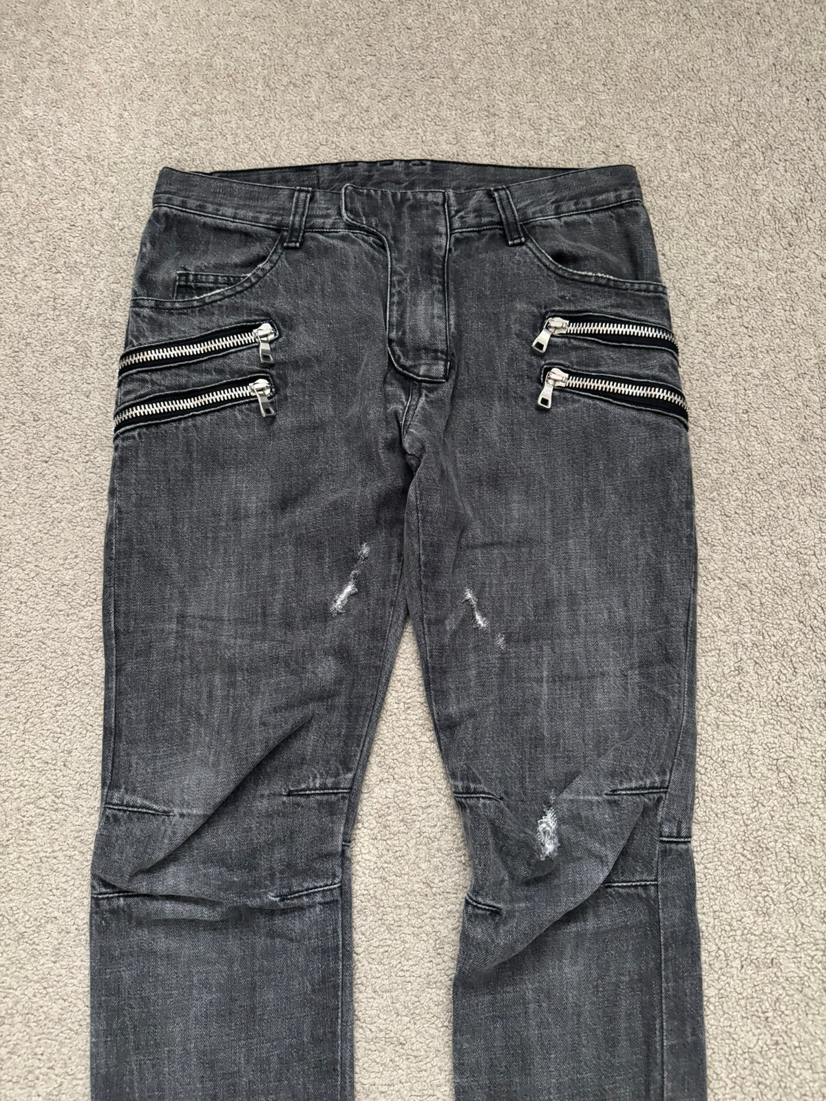 FW11 Balmain by Christophe Decarnin 4 Zip Biker Denim Jeans