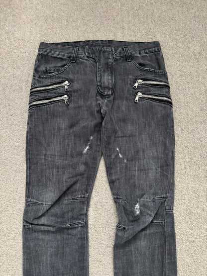 FW11 Balmain by Christophe Decarnin 4 Zip Biker Denim Jeans