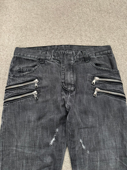FW11 Balmain by Christophe Decarnin 4 Zip Biker Denim Jeans