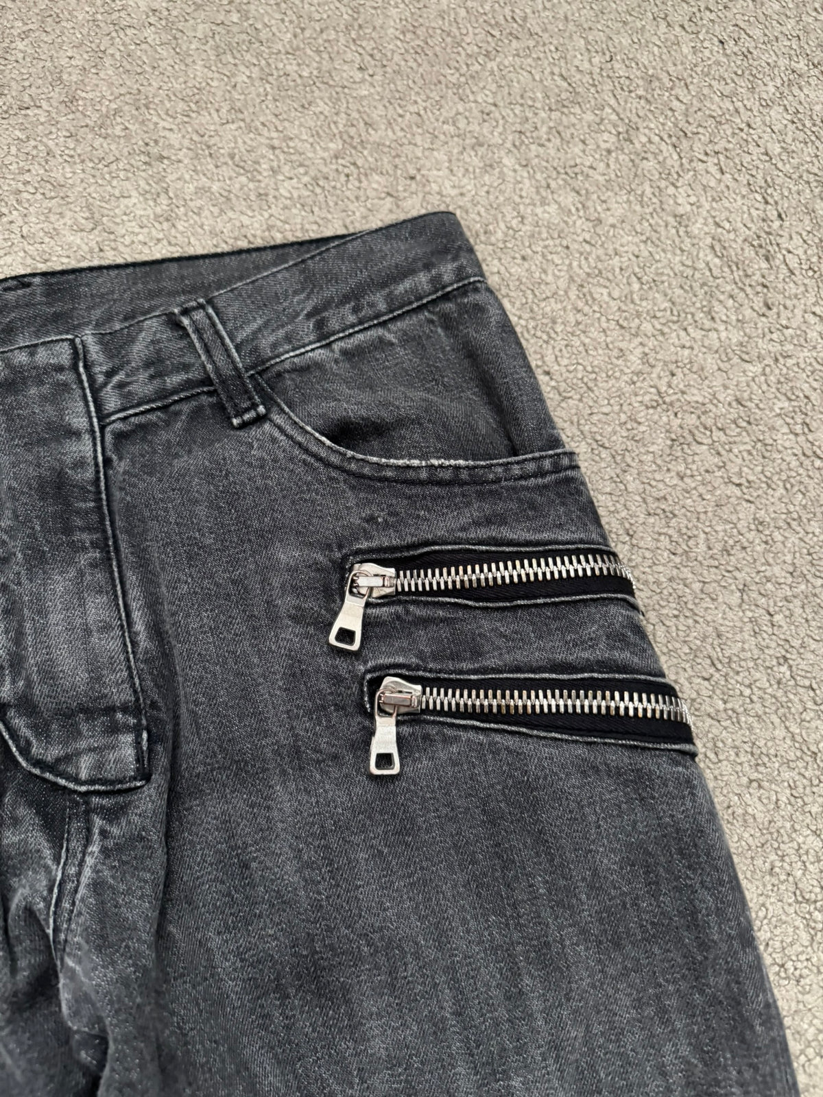 FW11 Balmain by Christophe Decarnin 4 Zip Biker Denim Jeans