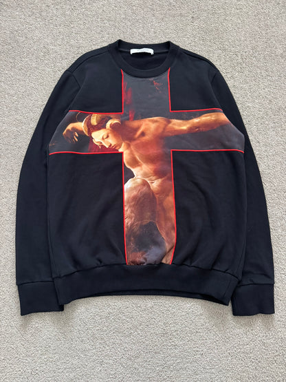 SS15 Givenchy by Riccardo Tisci Velvet Faun Cross Sweatshirt