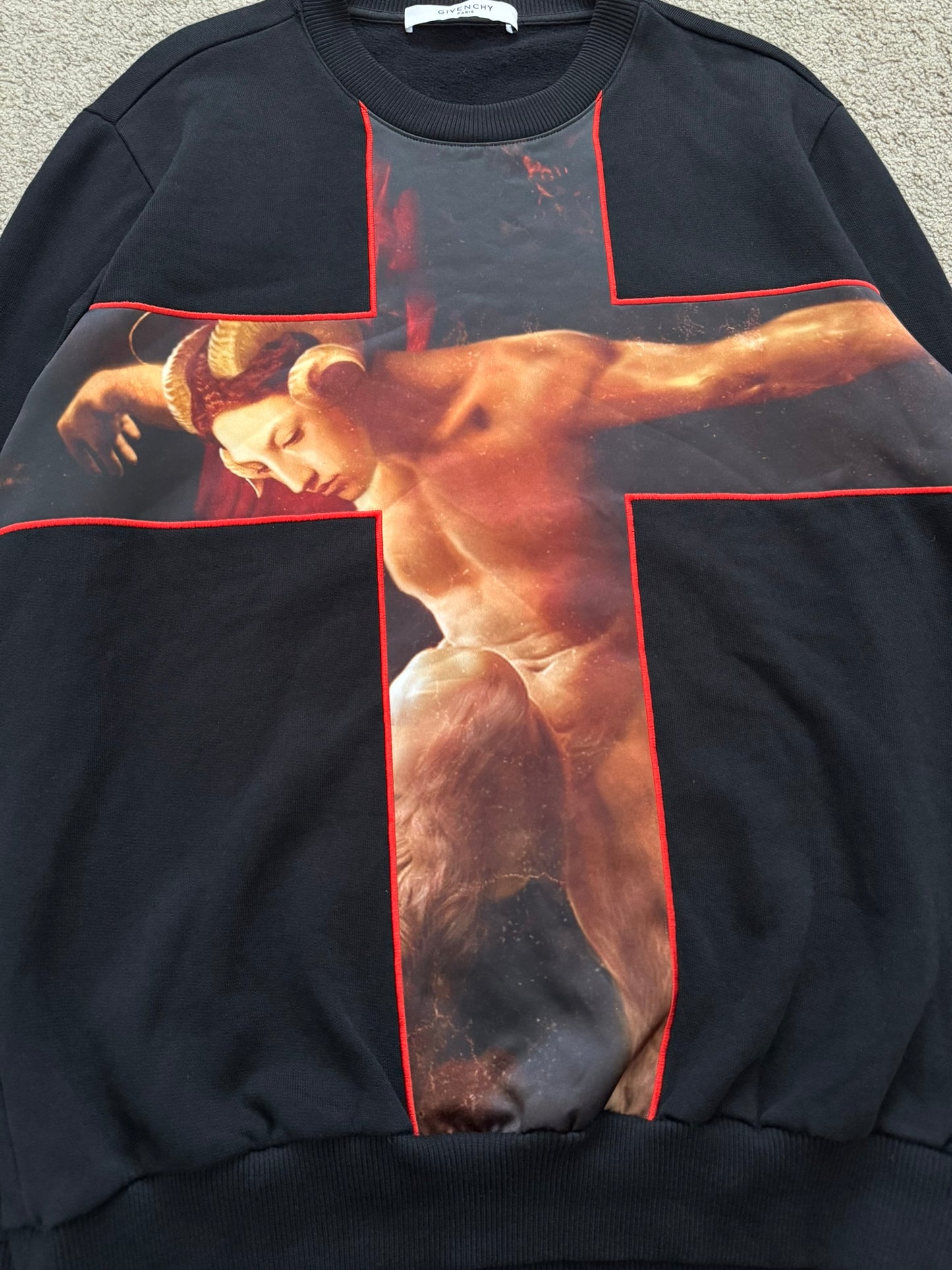 SS15 Givenchy by Riccardo Tisci Velvet Faun Cross Sweatshirt