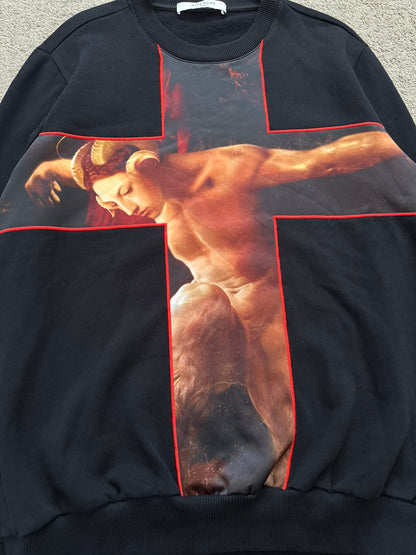 SS15 Givenchy by Riccardo Tisci Velvet Faun Cross Sweatshirt