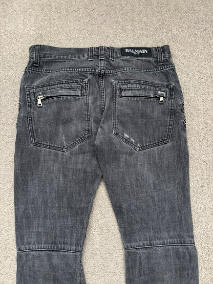 FW11 Balmain by Christophe Decarnin 4 Zip Biker Denim Jeans