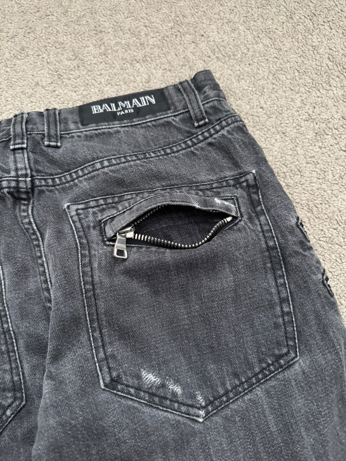FW11 Balmain by Christophe Decarnin 4 Zip Biker Denim Jeans