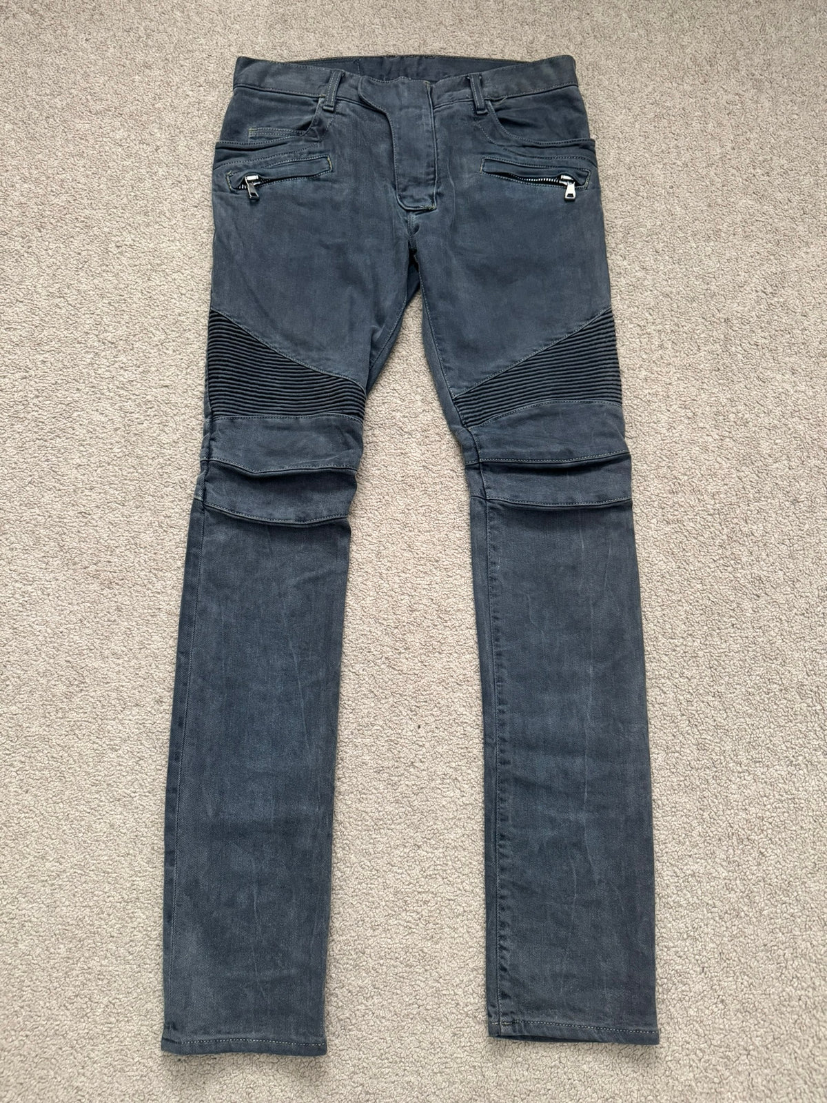 FW11 Balmain by Christophe Decarnin Overdyed Biker Denim Jeans