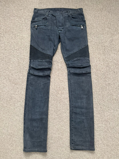 FW11 Balmain by Christophe Decarnin Overdyed Biker Denim Jeans