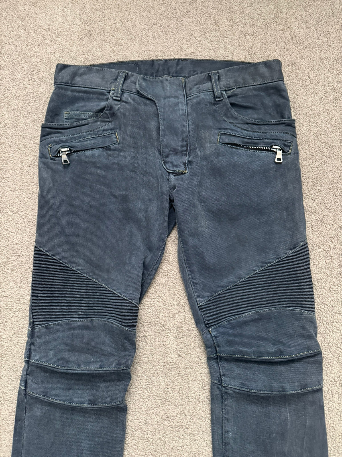 FW11 Balmain by Christophe Decarnin Overdyed Biker Denim Jeans