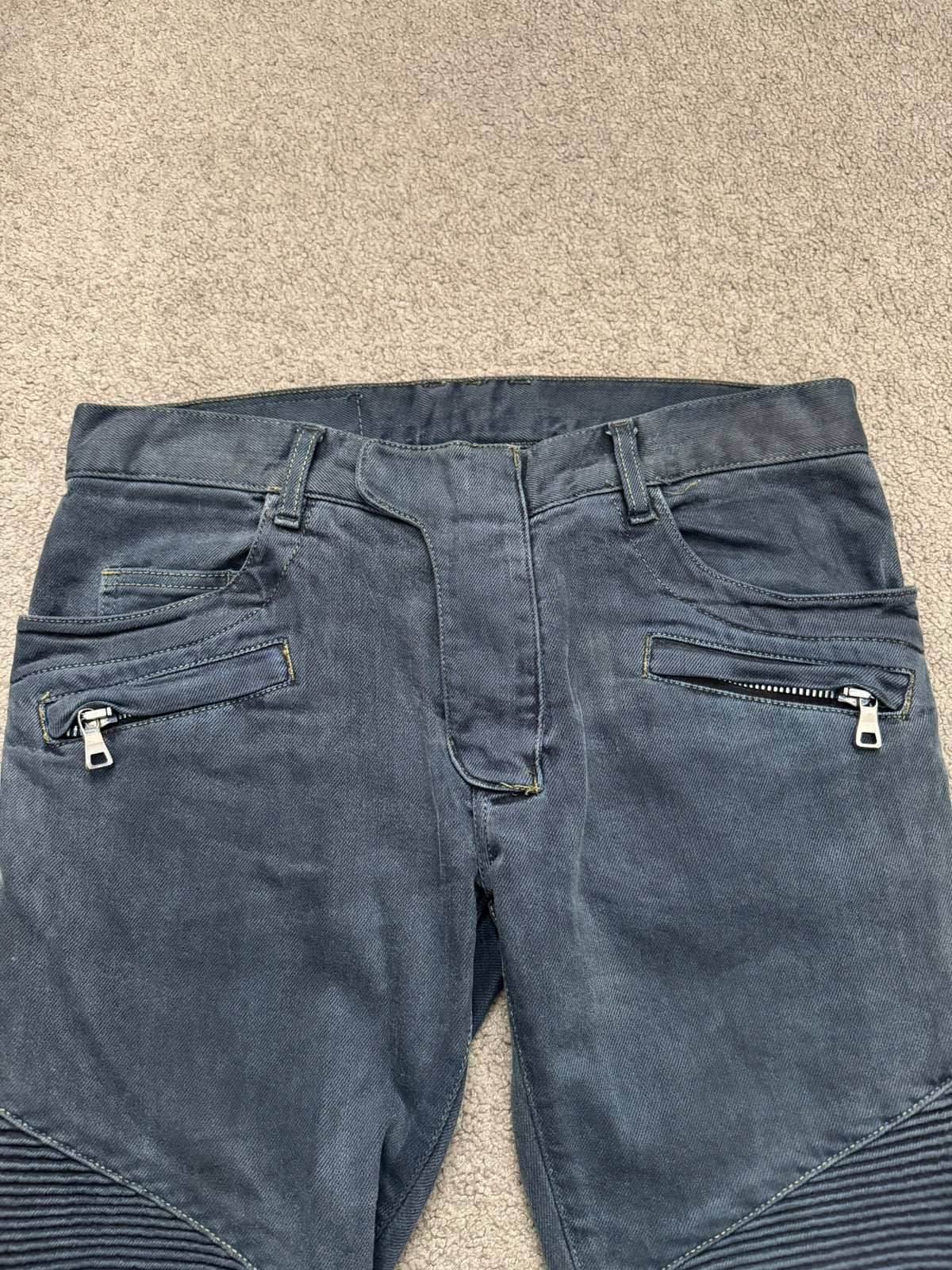 FW11 Balmain by Christophe Decarnin Overdyed Biker Denim Jeans