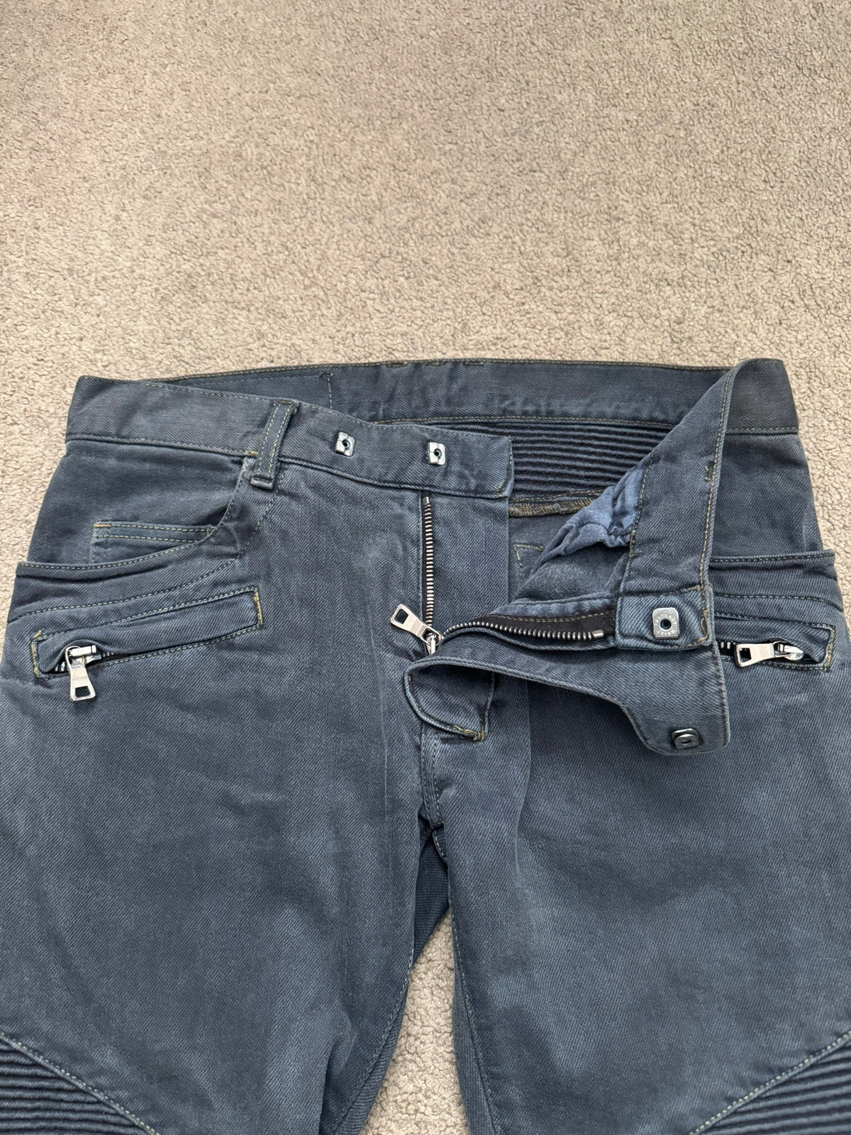 FW11 Balmain by Christophe Decarnin Overdyed Biker Denim Jeans