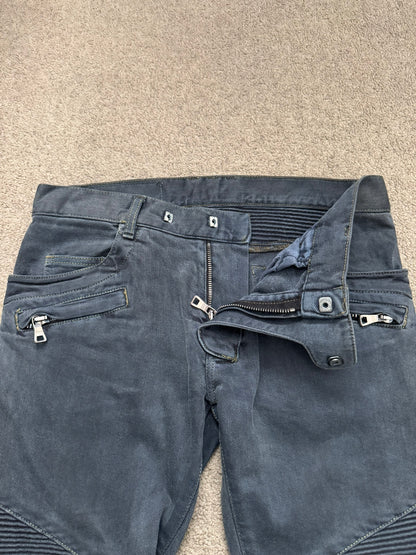 FW11 Balmain by Christophe Decarnin Overdyed Biker Denim Jeans