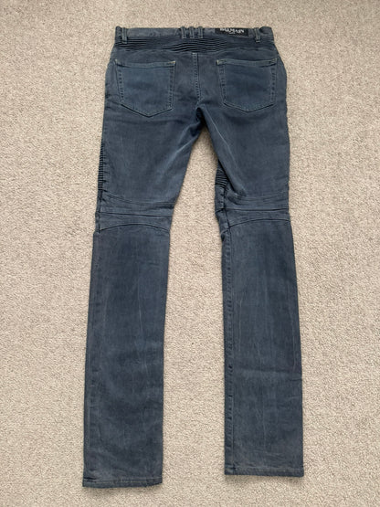 FW11 Balmain by Christophe Decarnin Overdyed Biker Denim Jeans