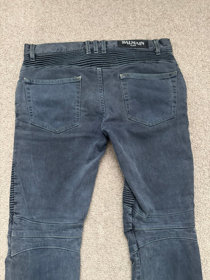FW11 Balmain by Christophe Decarnin Overdyed Biker Denim Jeans