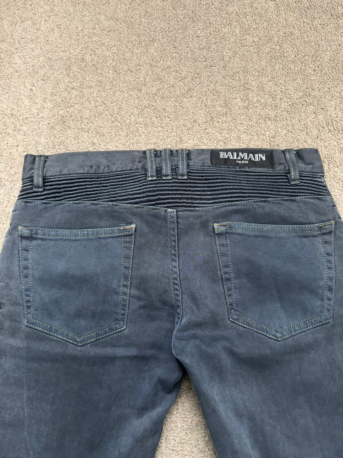 FW11 Balmain by Christophe Decarnin Overdyed Biker Denim Jeans