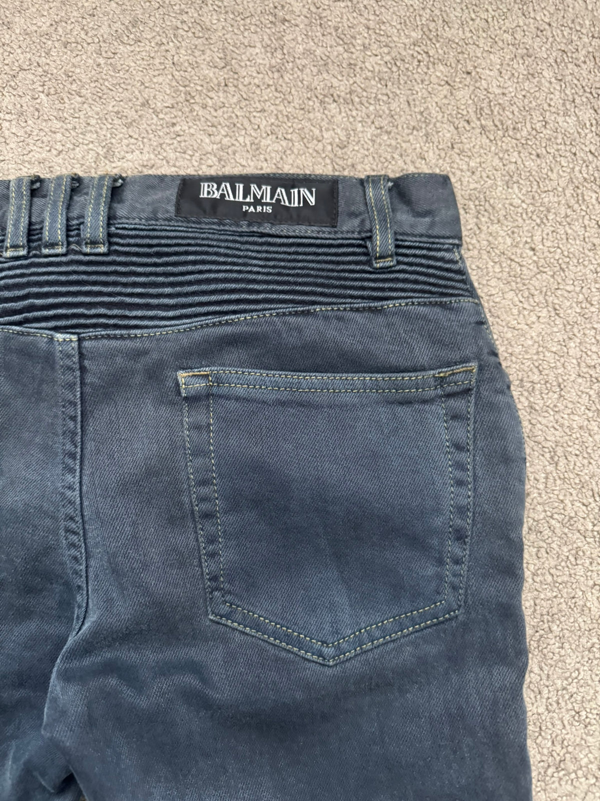 FW11 Balmain by Christophe Decarnin Overdyed Biker Denim Jeans