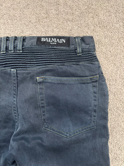 FW11 Balmain by Christophe Decarnin Overdyed Biker Denim Jeans