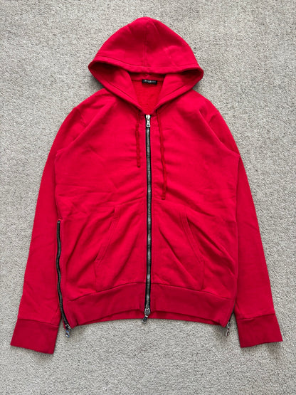 SS10 Balmain by Christophe Decarnin Red Biker Zip Up Hoodie