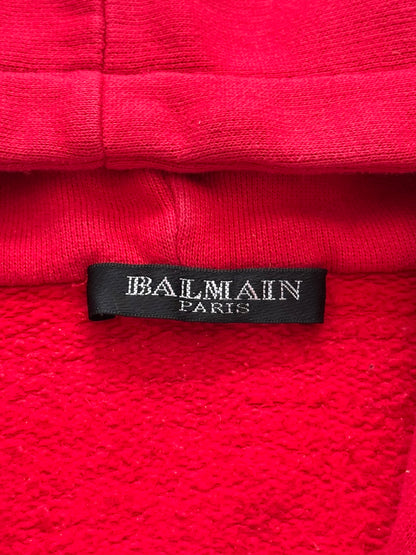 SS10 Balmain by Christophe Decarnin Red Biker Zip Up Hoodie