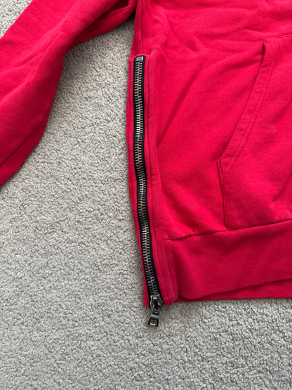 SS10 Balmain by Christophe Decarnin Red Biker Zip Up Hoodie