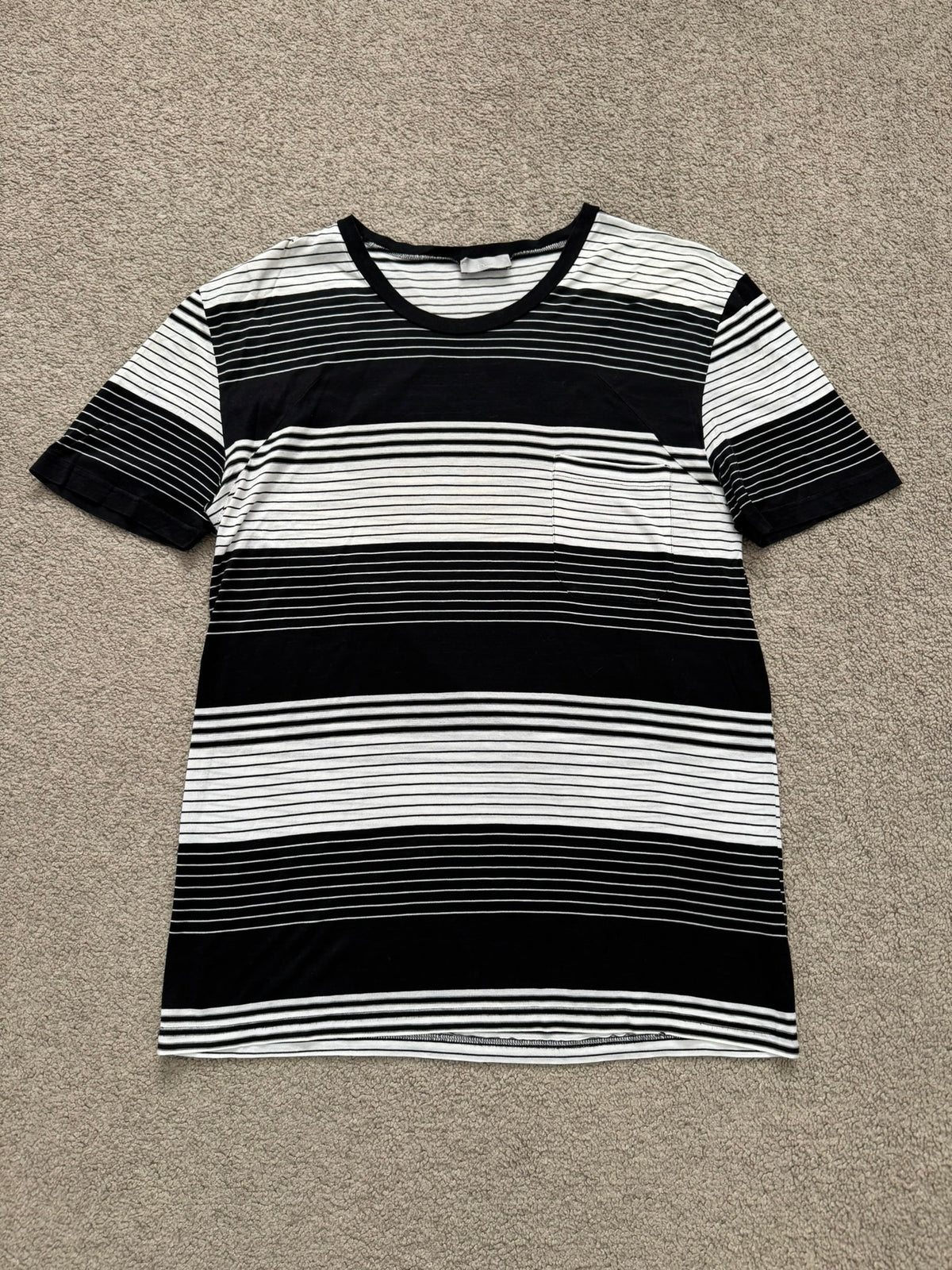 SS05 Dior Homme by Hedi Slimane Block Striped Pocket T Shirt