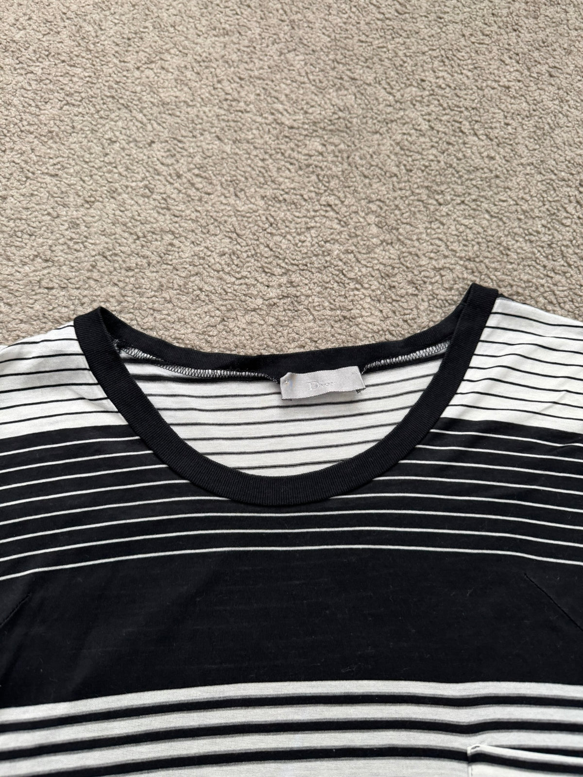 SS05 Dior Homme by Hedi Slimane Block Striped Pocket T Shirt