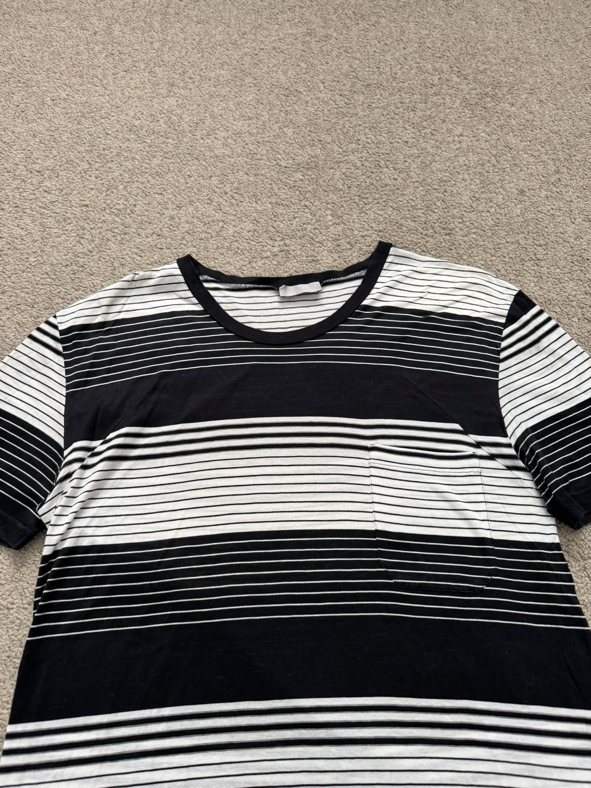SS05 Dior Homme by Hedi Slimane Block Striped Pocket T Shirt