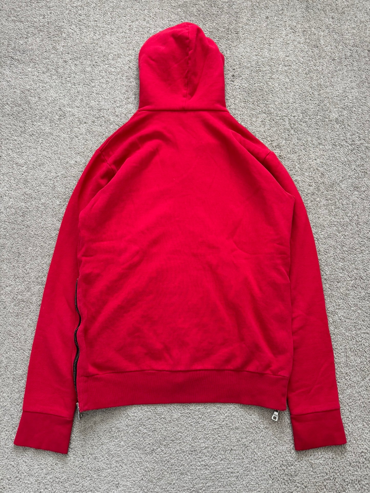 SS10 Balmain by Christophe Decarnin Red Biker Zip Up Hoodie