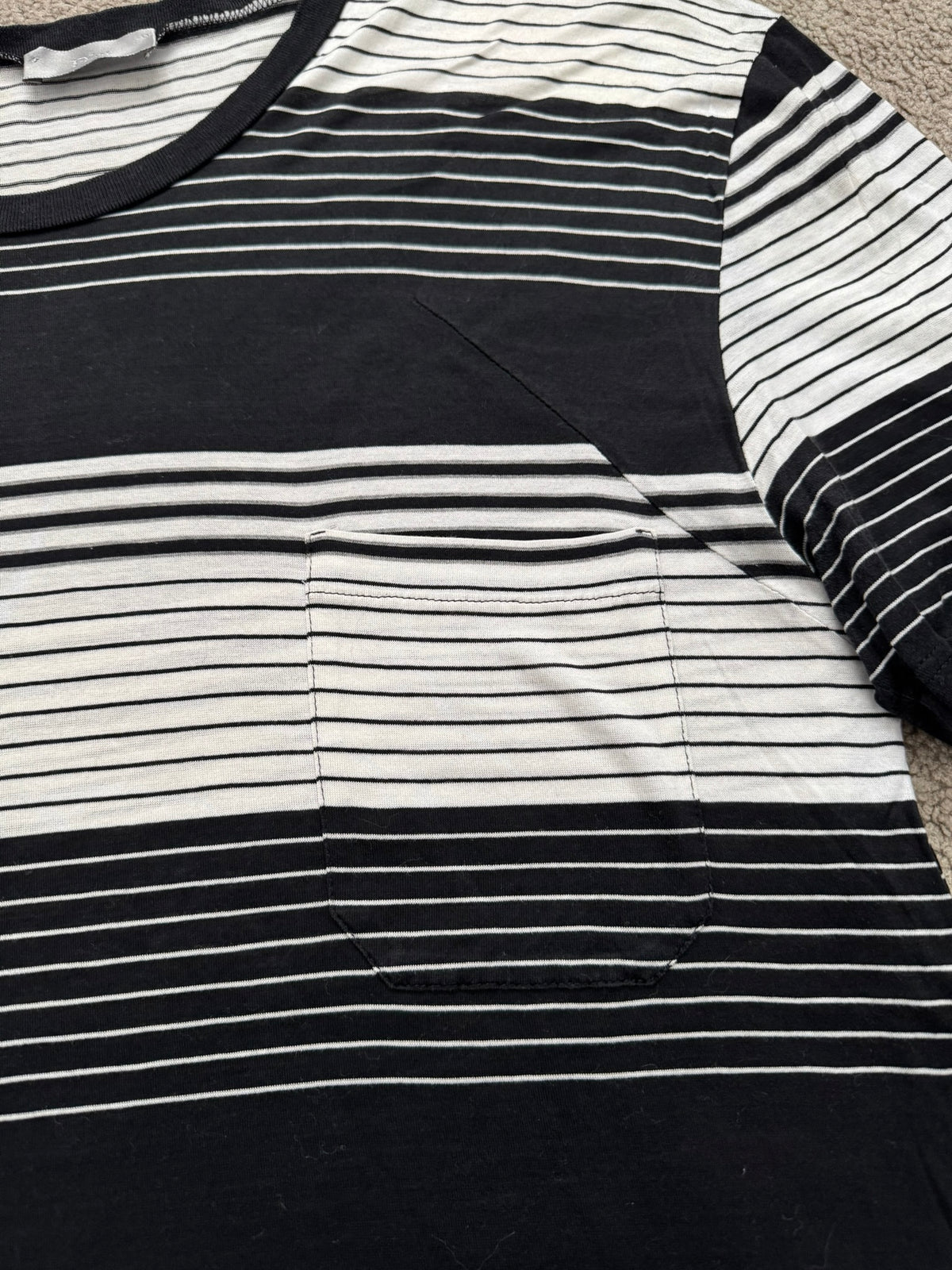 SS05 Dior Homme by Hedi Slimane Block Striped Pocket T Shirt