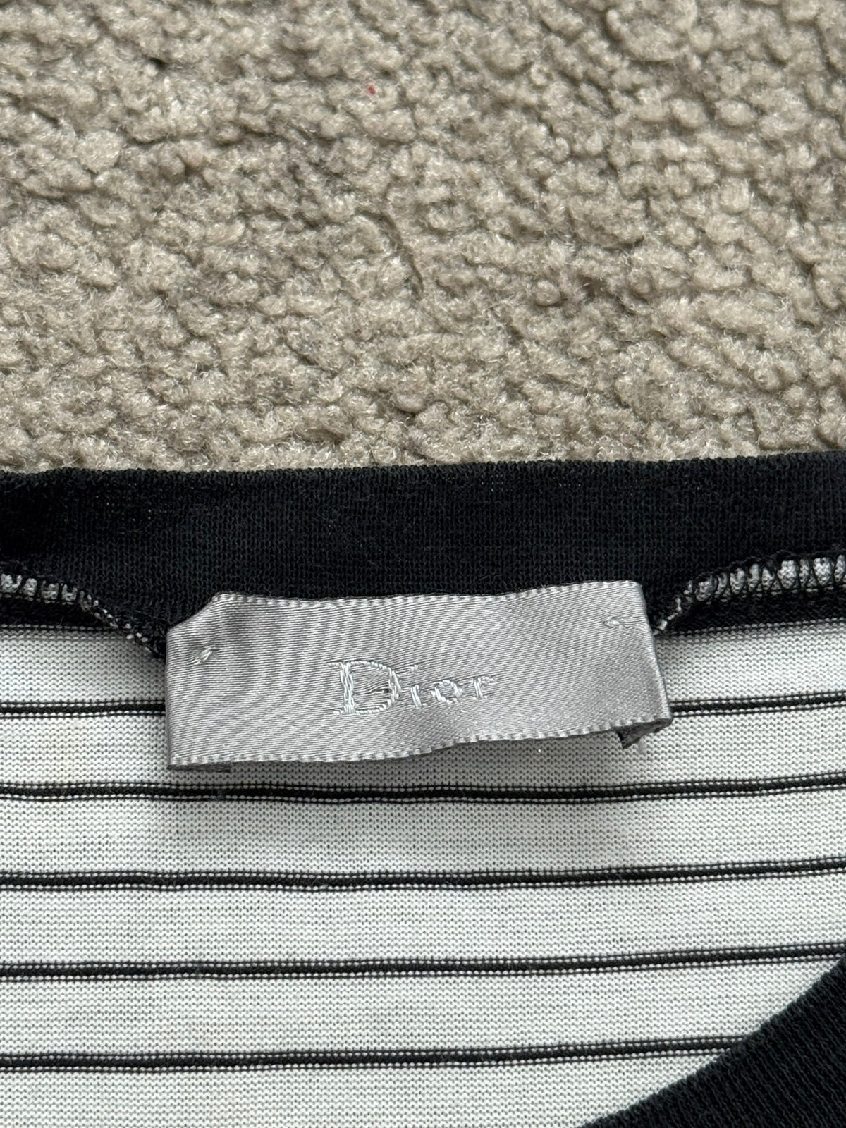 SS05 Dior Homme by Hedi Slimane Block Striped Pocket T Shirt