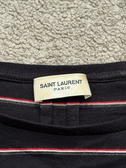 FW14 Saint Laurent by Hedi Slimane Thin Striped Pocket T Shirt