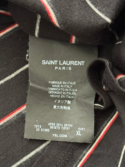FW14 Saint Laurent by Hedi Slimane Thin Striped Pocket T Shirt