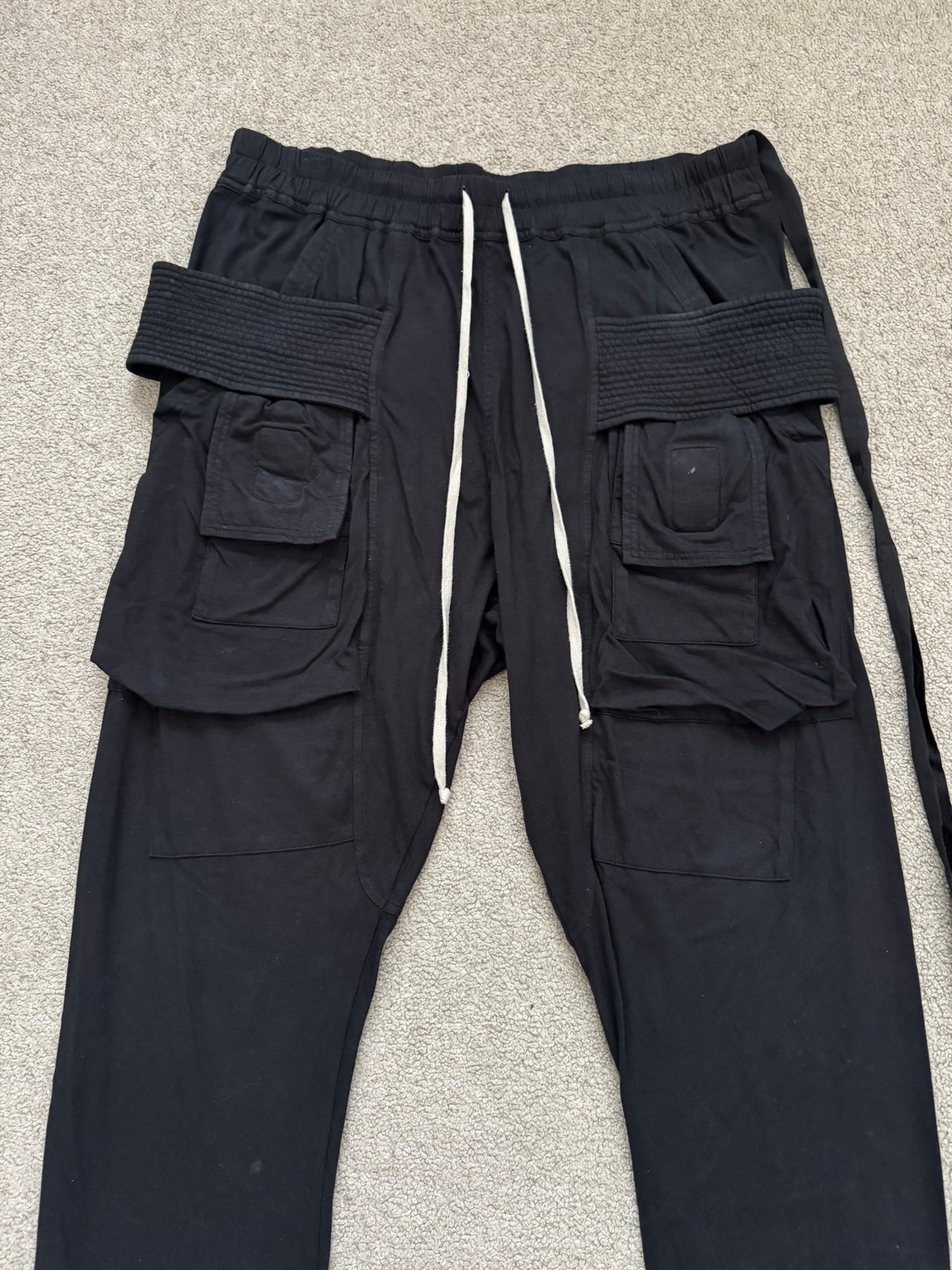 SS22 Rick Owens DRKSHDW Black Creatch Cargo Sweatpants