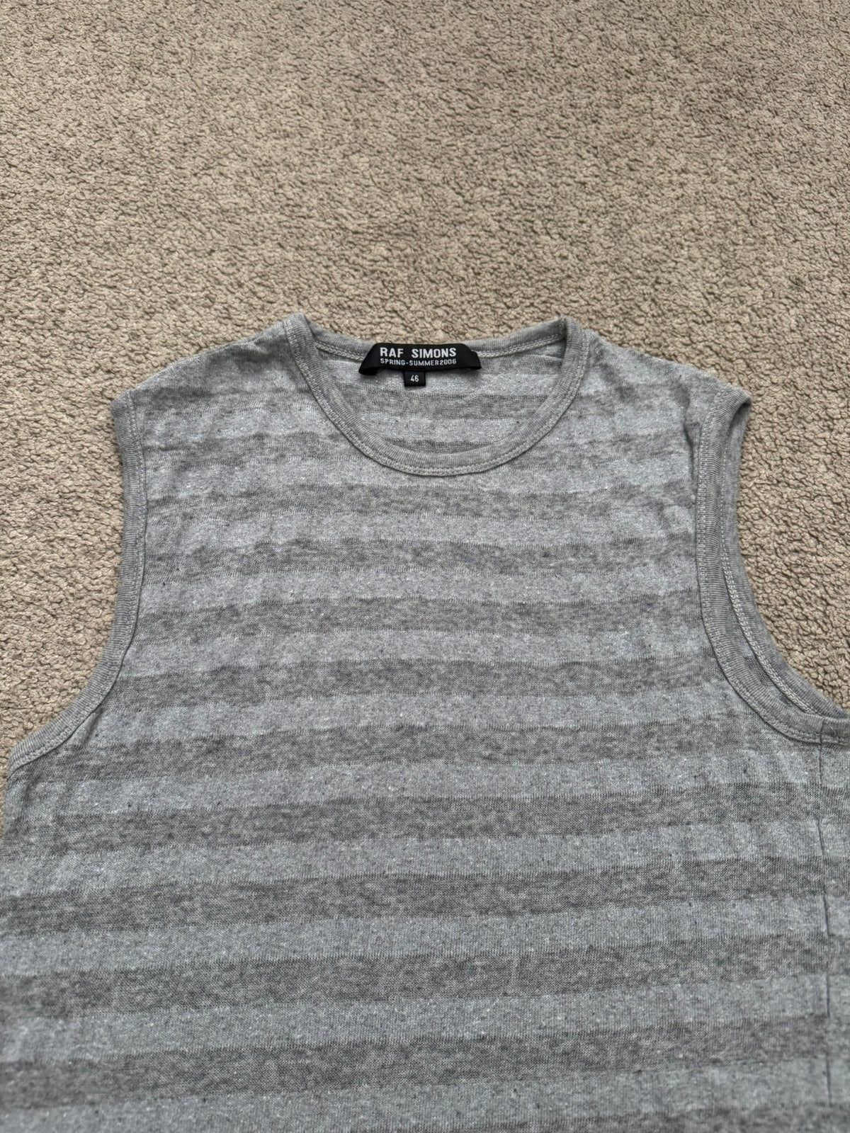 SS06 Raf Simons "Icarus Surgit" Striped Sleeveless Tank Top