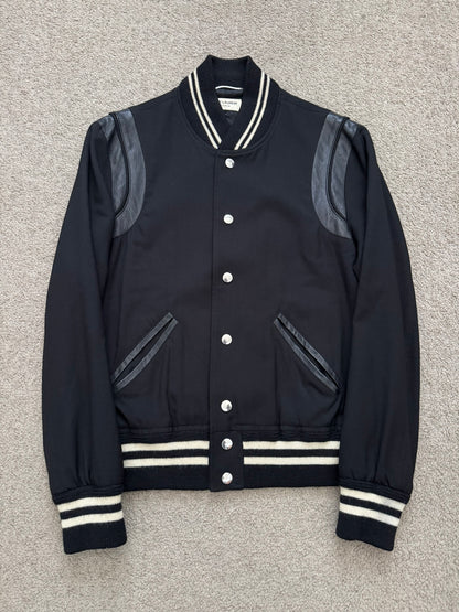 FW14 Saint Laurent by Hedi Slimane Teddy Varsity Bomber Jacket