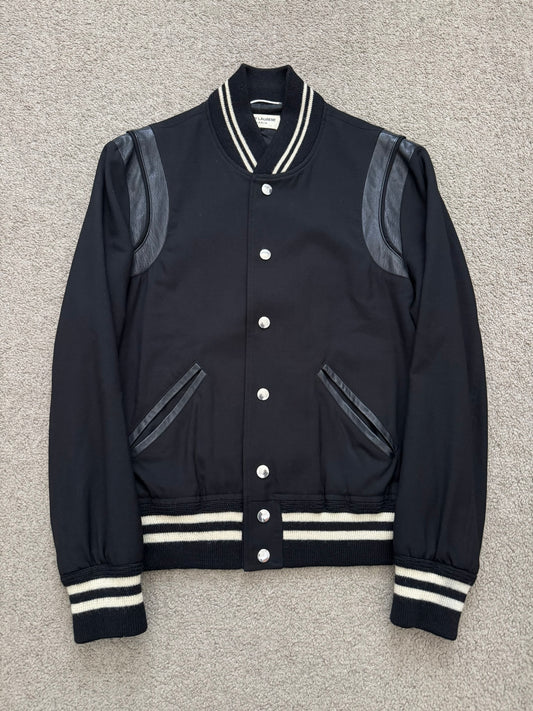 FW14 Saint Laurent by Hedi Slimane Teddy Varsity Bomber Jacket