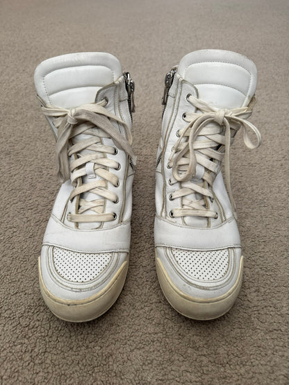 SS13 Balmain by Olivier Rousteing White Leather High Top Sneakers