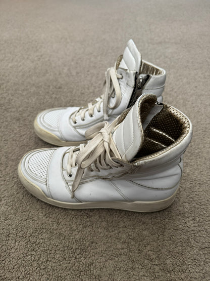 SS13 Balmain by Olivier Rousteing White Leather High Top Sneakers
