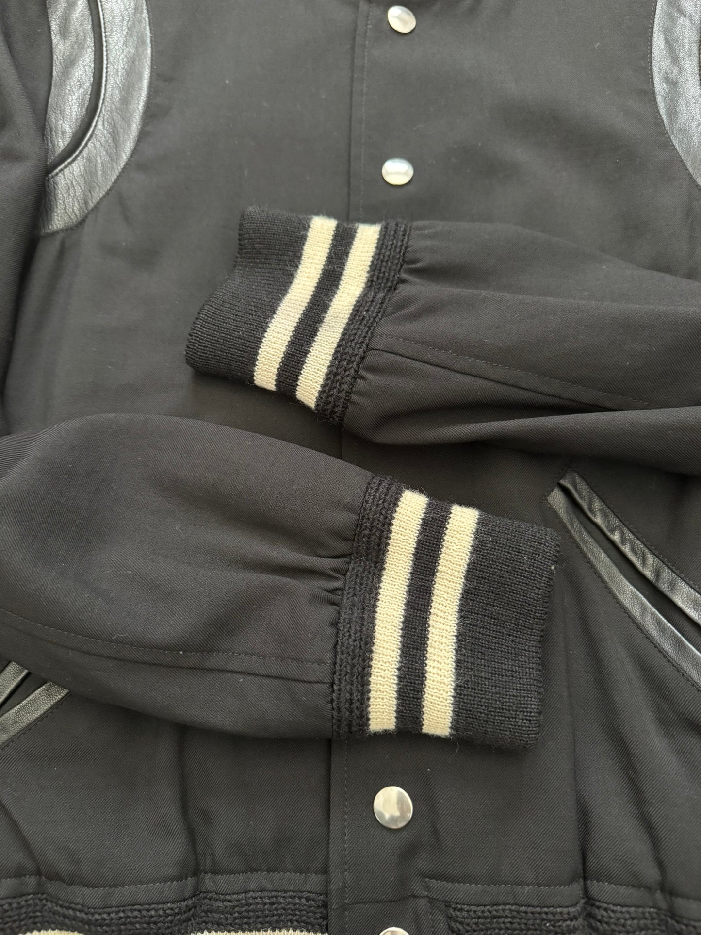 FW14 Saint Laurent by Hedi Slimane Teddy Varsity Bomber Jacket